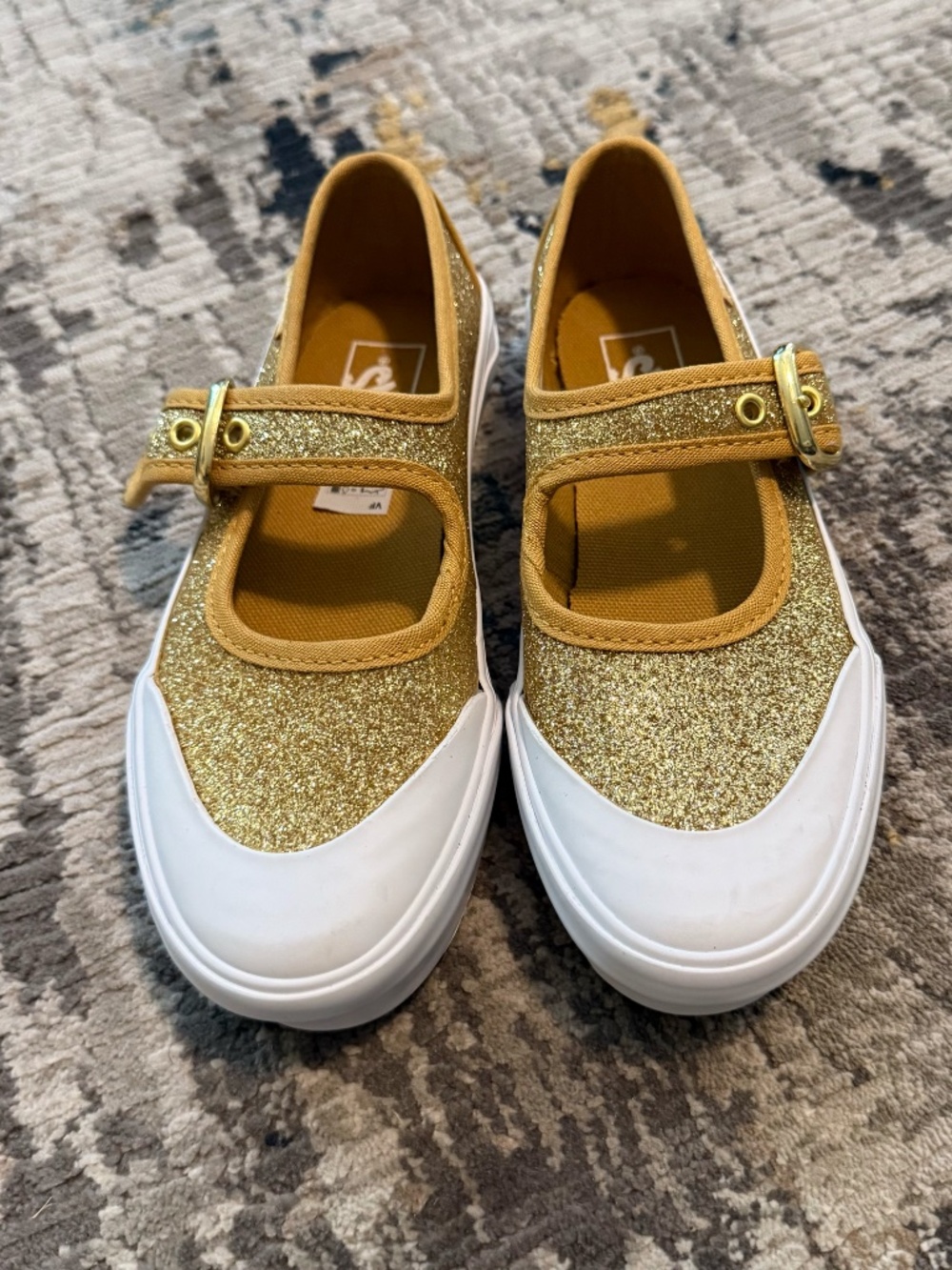 Gold glitter Mary Jane VANS sneakers for girls size 13. Never worn